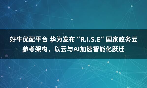好牛优配平台 华为发布“R.I.S.E”国家政务云参考架构，以云与AI加速智能化跃迁